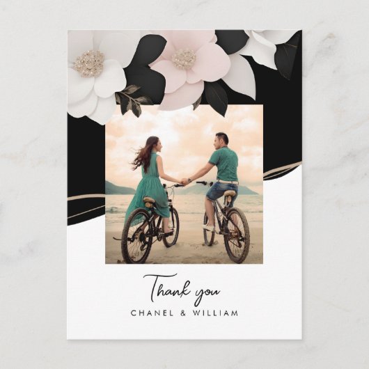 Foto waterverf foliage bruiloft bedankt briefkaart (Voorkant)