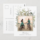 Foto waterverf foliage bruiloft bedankt briefkaart (Voorkant / Achterkant)