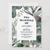 Foto Waterverf groen eucalyptus bruiloft Kaart (Voorkant)
