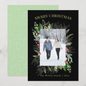 Foto Waterverf Groen Vrolijk kerstfeest Feestdagenkaart (Voorkant / Achterkant)