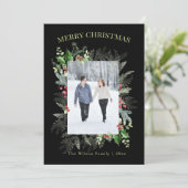 Foto Waterverf Groen Vrolijk kerstfeest Feestdagenkaart (Staand voorkant)