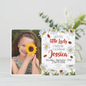 Foto Waterverf Leuke Verjaardags Meisje Ladybug Kaart (Staand voorkant)