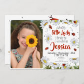 Foto Waterverf Leuke Verjaardags Meisje Ladybug Kaart (Voorkant / Achterkant)