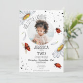 Foto Waterverf Leuke Verjaardags Meisje Ladybug Kaart (Staand voorkant)