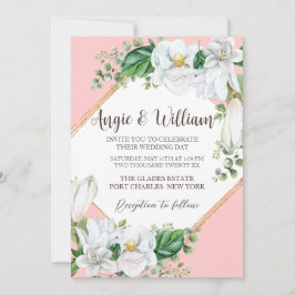 Foto Waterverf Magnolia Blush QR Code Wedding Kaart