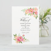 Foto Waterverf Peonies Weddenschap Kaart (Staand voorkant)