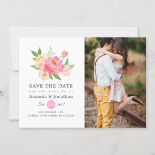 Foto Waterverf Peonies Weddenschap Save The Date