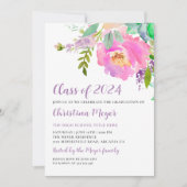 Foto waterverf Pink Floral Gradual Party Kaart (Voorkant)