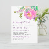 Foto waterverf Pink Floral Gradual Party Kaart (Staand voorkant)