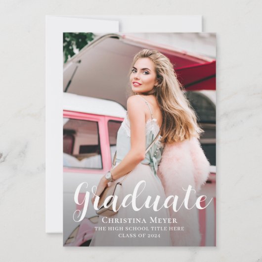 Foto waterverf Pink Floral Gradual Party Kaart (Achterkant)