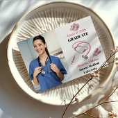 Foto Waterverf Pink Nursing School Afstuderen Aankondiging