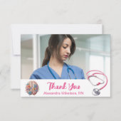 Foto Waterverf Pink Nursing School Afstuderen Bedankkaart (Voorkant)