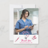 Foto Waterverf Pink Nursing School Afstuderen Bedankkaart (Voorkant)