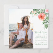 Foto Waterverf Pink Rose Floral Dank je kaart (Voorkant)