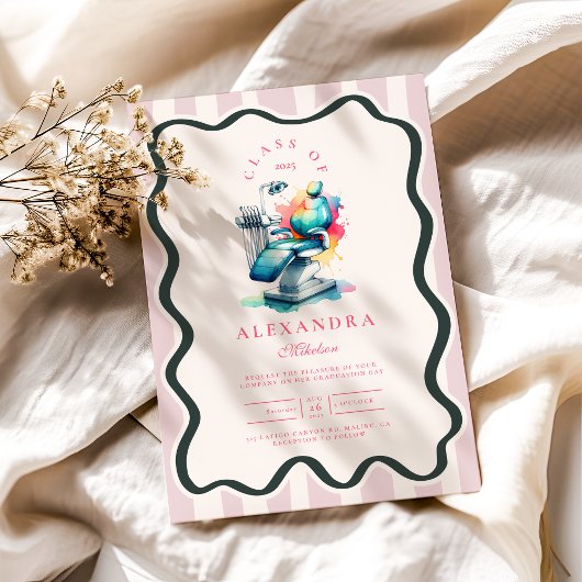 Foto Waterverf Vrouw Tandarts Afstuderen Kaart