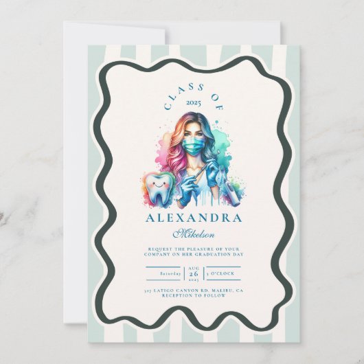 Foto Waterverf Vrouw Tandarts Afstuderen Kaart (Voorkant)