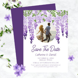 Foto Waterverf Wisteria Bloemrijke Script Bruiloft Save The Date