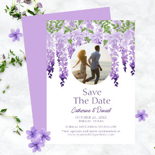 Foto Waterverf Wisteria Bloemrijke Script Bruiloft Save The Date