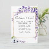 Foto Waterverf Wisteria Blooms QR Code Wedding Kaart (Staand voorkant)
