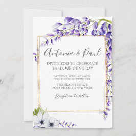 Foto Waterverf Wisteria Blooms QR Code Wedding Kaart