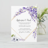 Foto Waterverf Wisteria Blooms QR Code Wedding Kaart (Staand voorkant)