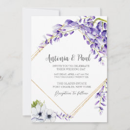 Foto Waterverf Wisteria Blooms QR Code Wedding Kaart