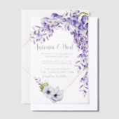 Foto Waterverf Wisteria Blooms QR Code Wedding Vellum Uitnodigingen (Offset)