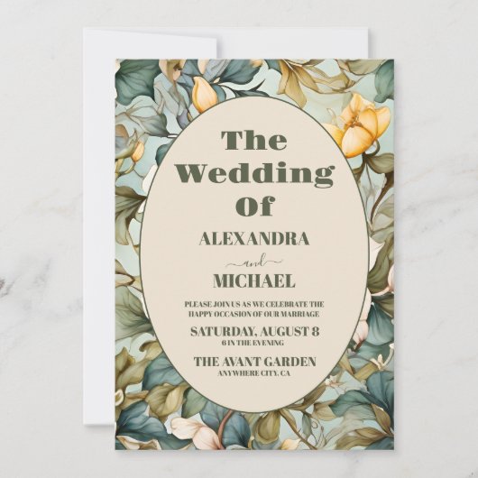 Foto Waterverf Witte Lelie Art Nouveau Bruiloft Kaart (Voorkant)