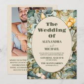 Foto Waterverf Witte Lelie Art Nouveau Bruiloft Kaart (Voorkant / Achterkant)