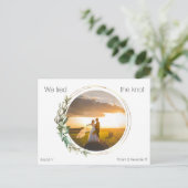 Foto We bonden de knoop Wedding aankondiging Briefkaart (Staand voorkant)