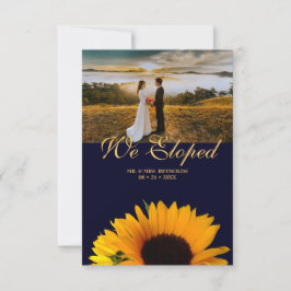 Foto We Eloped Navy Blue bruiloft aankondiging