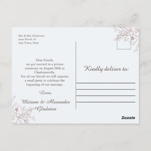 Foto We eloped Wedding Notice Briefkaart (Achterkant)