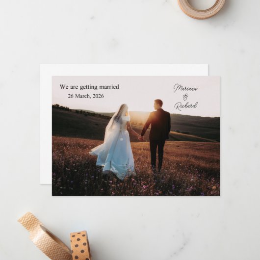 Foto, we gaan trouwen aankondiging (Voorkant / Achterkant in situ)