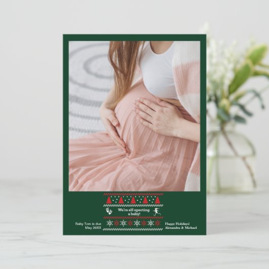 Foto We verwachten Zwangerschapsaankondiging Feestdagenkaart (Staand voorkant)