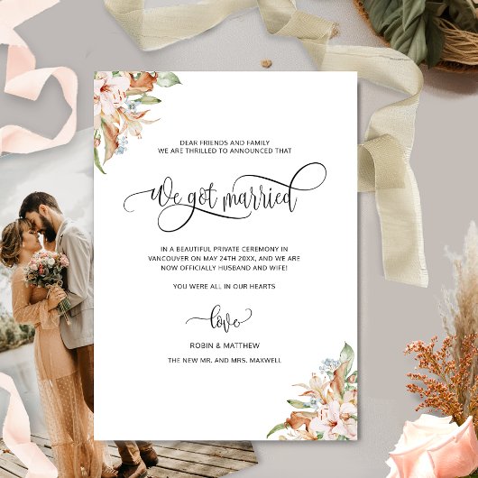 Foto: We zijn getrouwd, aarthy Blooms Wedding Aankondiging