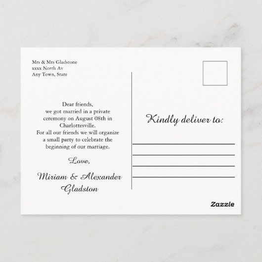 Foto We zijn getrouwd Wedding aankondiging Briefka Briefkaart (Achterkant)