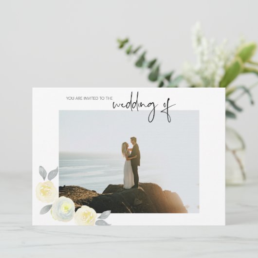 Foto Weddenschap - Geel en Grijs Floral Save The Date (Staand voorkant)