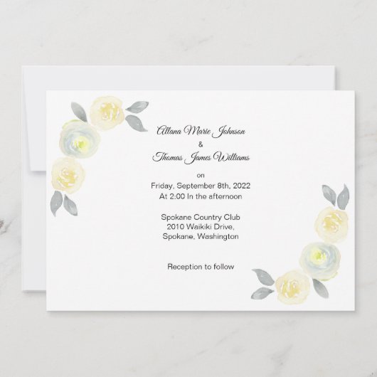 Foto Weddenschap - Geel en Grijs Floral Save The Date (Achterkant)