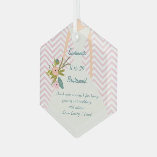 Foto Weddenschap Gown Bridesmaid Keepomwille Gift Glas Ornament (Voorkant links)