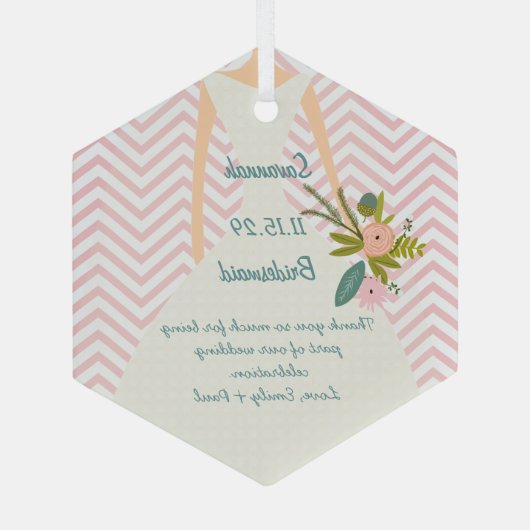 Foto Weddenschap Gown Bridesmaid Keepomwille Gift Glas Ornament (Achterkant)