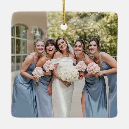 Foto Weddenschap Gown Bridesmaid Keepomwille Gift Keramisch Ornament (Achterkant)
