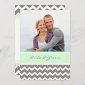 Foto Weddenschap Invitaties Gray Mint Chevron Kaart (Voorkant / Achterkant)