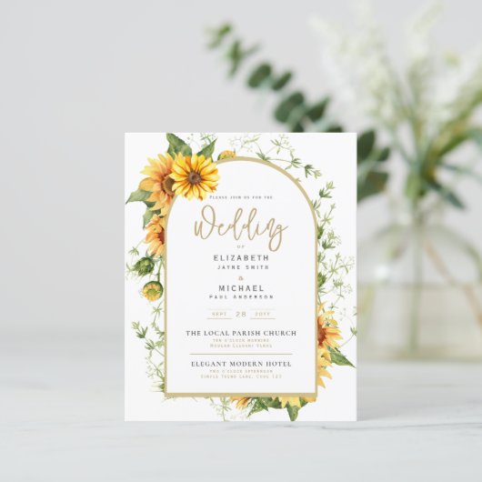 Foto Weddenschap met zonnebloemen (Staand voorkant)