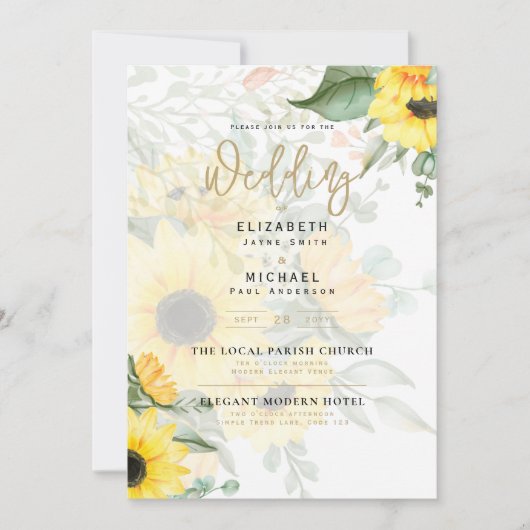 Foto Weddenschap met zonnebloemen Kaart (Voorkant)