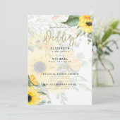 Foto Weddenschap met zonnebloemen Kaart (Staand voorkant)