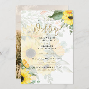 Foto Weddenschap met zonnebloemen Kaart