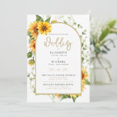 Foto Weddenschap met zonnebloemen Kaart (Staand voorkant)