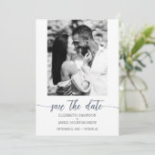 Foto Weddenschap Navy Blue Save The Date (Staand voorkant)