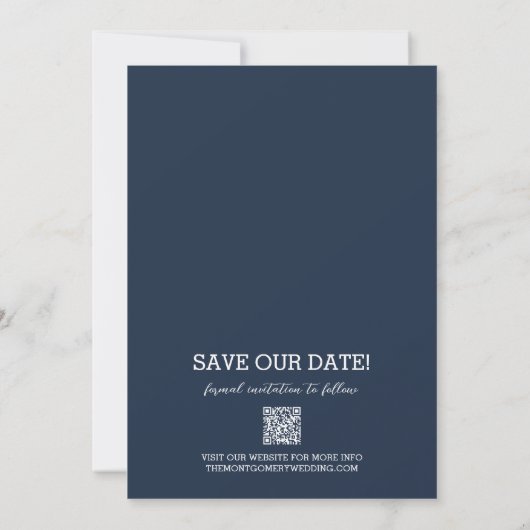 Foto Weddenschap Navy Blue Save The Date (Achterkant)
