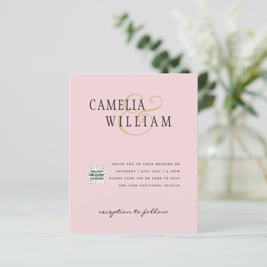 Foto Weddenschap QRCode RSVP Blush Pink (Staand voorkant)